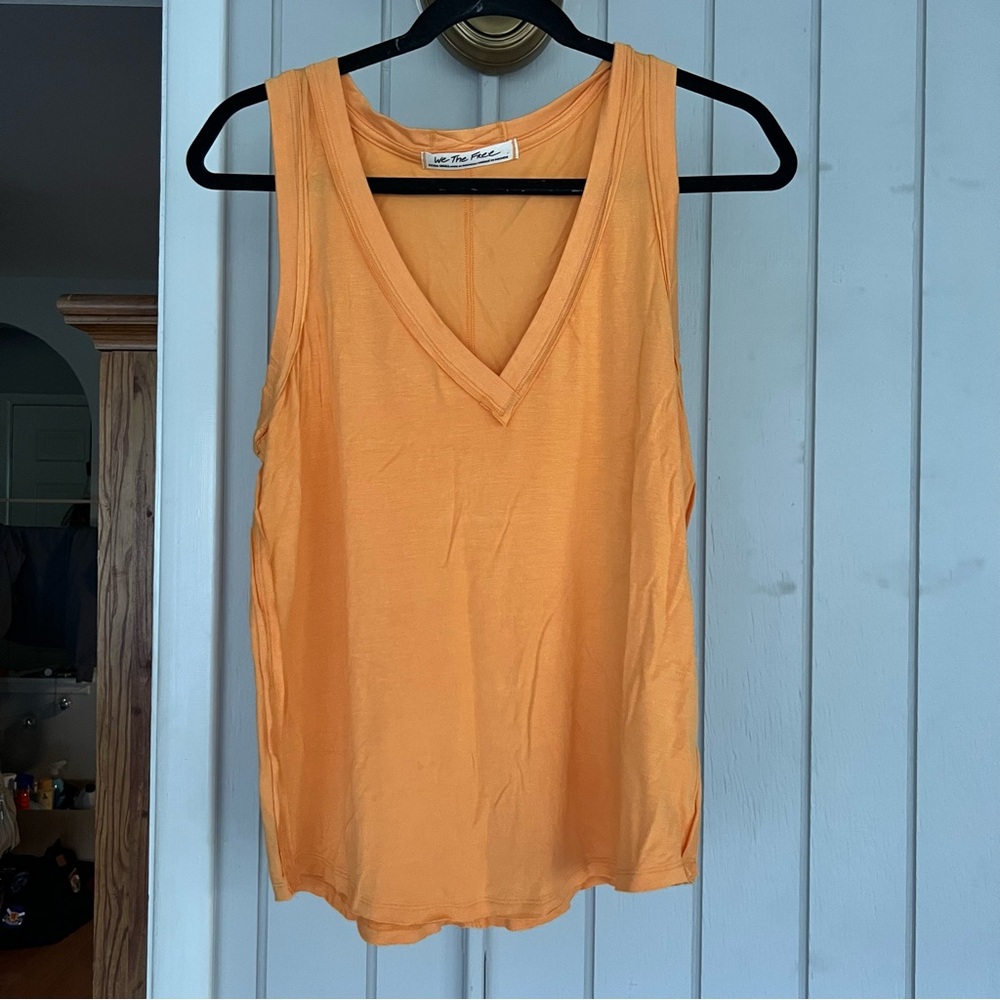 Orange Free People V-Neck Tank Top